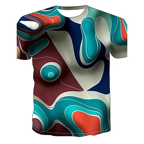 Men Daily T-Shirt, 3D Round Neck, Short Sleeve