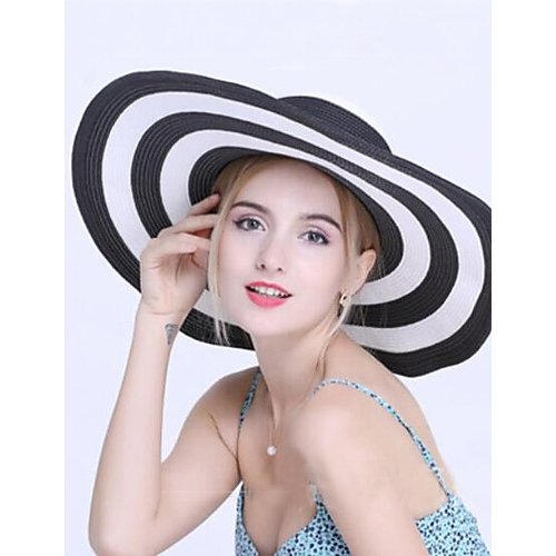 Female active linen soft hat straw hat, striped