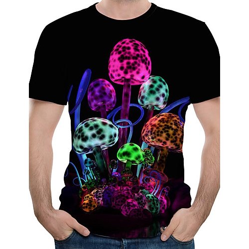 Men cotton T-shirt, graphic print round neck