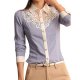 Women shirt, plain blue and white, lace collar shirt