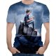 Men everyday wear holiday t-shirt, color block, 3D, print round neck, short sleeves