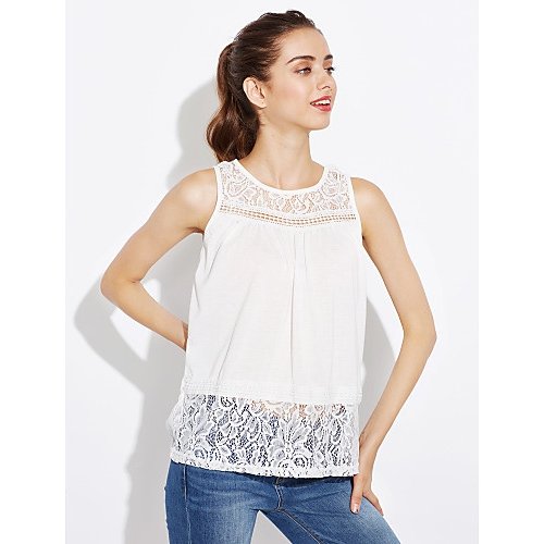 Women go out to large size vest, lace Patchwork