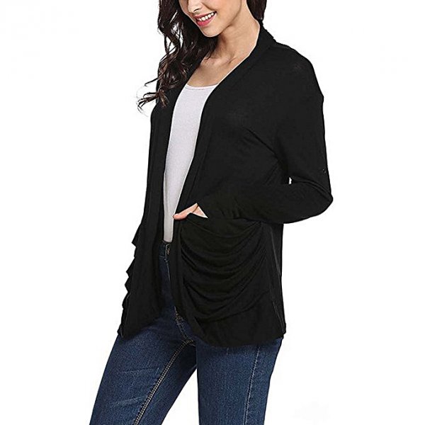 Women Solid Loose Coat Costume Long Sleeve Shirt Top Thin Jacket