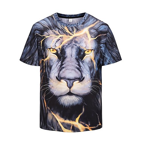 Men T-shirt, 3D, animal print round neck