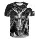 Men daily exaggerated large size T-shirt, 3D, animal print round neck, short sleeves