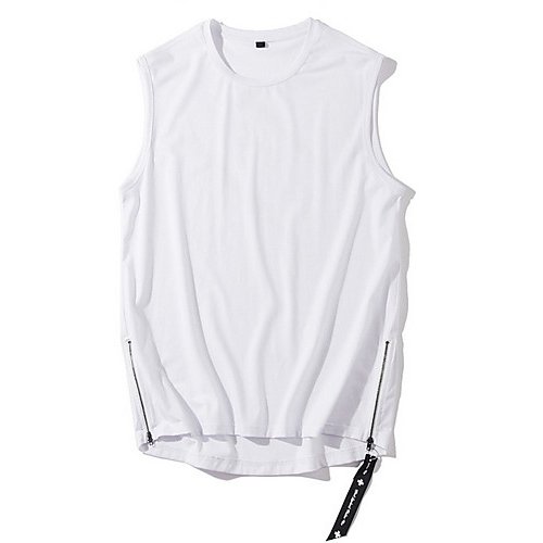 Men Street fashion vest, geometric round neck