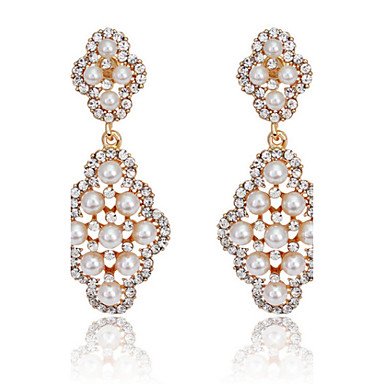 Women crystal earrings, pearls, cubic zirconia titanium steel, silver