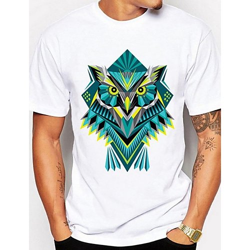 Men daily wear slim T-shirt, graphic round neck, short sleeves