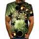 Men everyday fashion, exaggerated T-shirt, color matching, 3D, patterned print crew neck, short sleeves