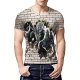 Men casual daily wear basic T-shirt, color block, pattern, animal print round neck, short sleeve