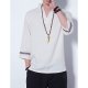 Man linen T-shirt, V-neck solid color