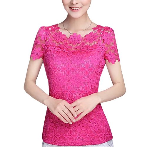 Large size shirt women chic, solid color lace