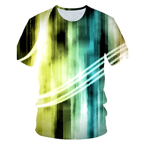 Men daily clothing chic, T-shirt, color block, 3D, graphic print round neck, short sleeves