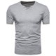 Men Active cotton T-shirt, V-neck solid color