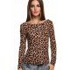 Women cotton T-shirt, leopard halter