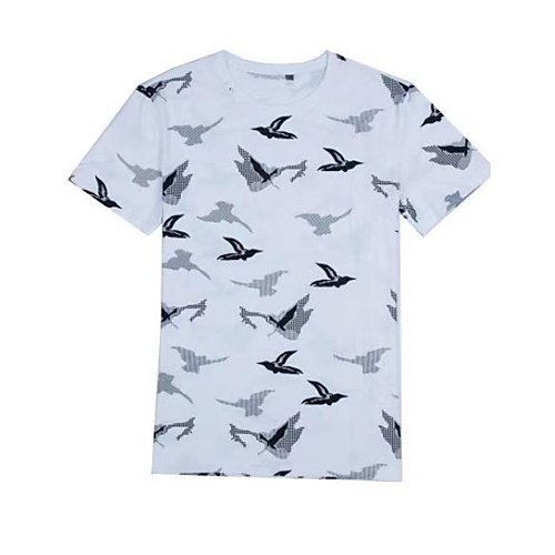 Men daily basic cotton T-shirt, animal round neck, short sleeves