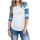 Women's T shirt, striped round neck