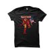 Iron man, American flag, black T-shirt.