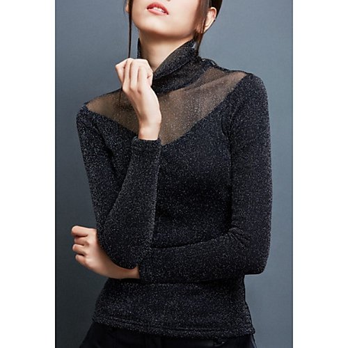 Women slim T-shirt, solid color turtleneck