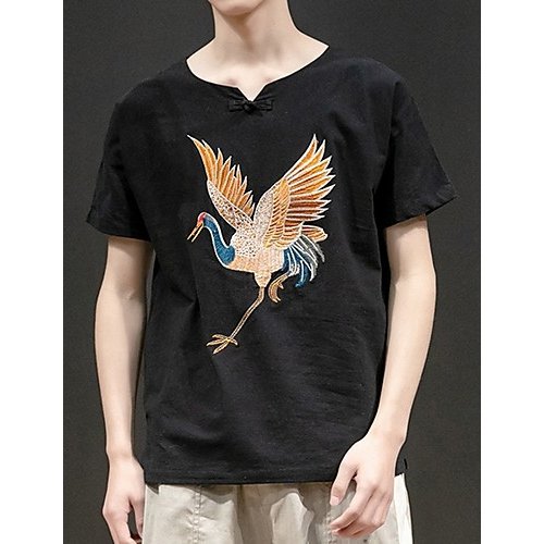 Men daily wear T-shirt, animal round neck, short sleeves