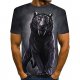 Men fashion, T-shirt, color matching, 3D, animal print round neck, short sleeves