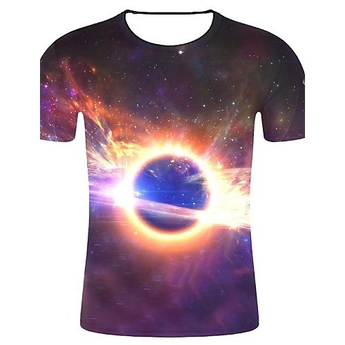 Men cotton t-shirt, Galaxy, 3D, graphic print round neck