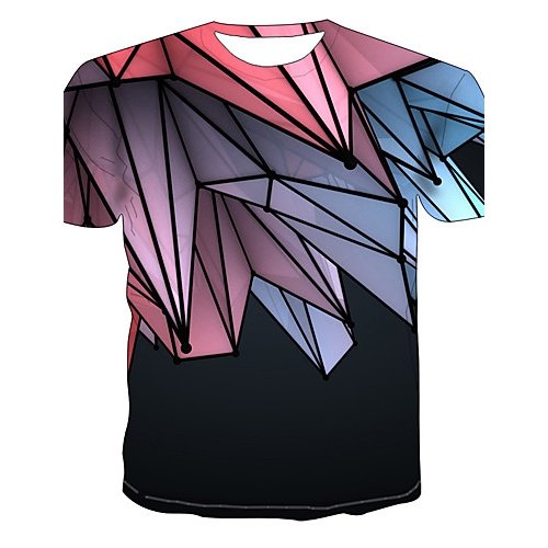 Men everyday fashion, punk gothic T-shirt, color matching, 3D, patterned print crew neck, short sleeves