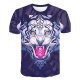 Men Beach Fashion, Exaggerated T-Shirt, Color Blocks, 3D, Animal Patterns