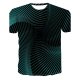 Men Casual Punk & Gothic Cotton T-Shirt, Geometric, 3D Printed Round Neck, Short Sleeve