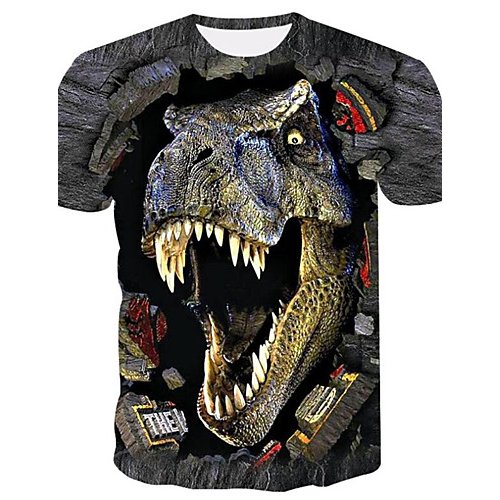 Men large size T-shirt, 3D, animal, printed round neck