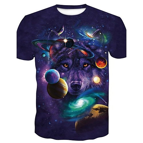 Men daily wear T-shirt, animal round neck, short sleeves