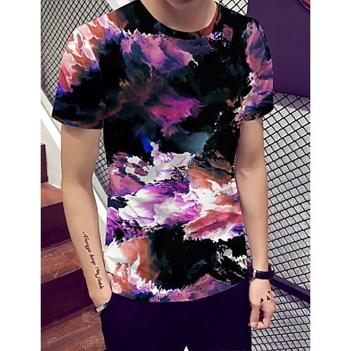 Men daily basic T-shirt, 3D round neck, short sleeves