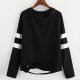 Fashion women shirt hole striped shirt long-sleeved sweatshirt