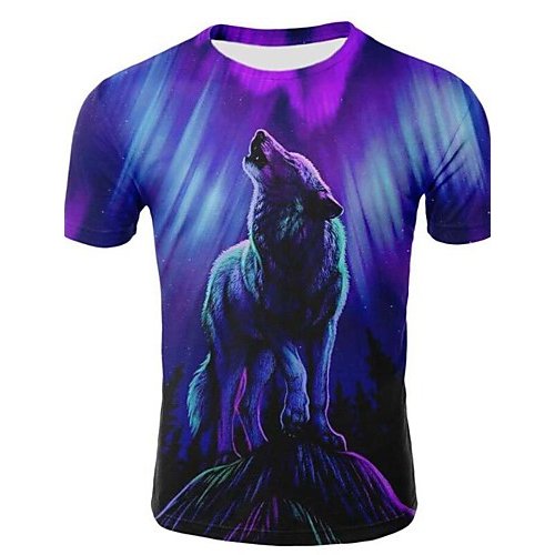 Men large size T-shirt, 3D, graphics, animal print round neck