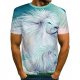 Men fashion, exaggerated T-shirt, color matching, 3D, animal print round neck, short sleeves