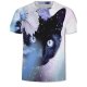 Men large size cotton T-shirt, 3D, animal print round neck