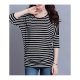 Women Basic T-shirt, striped lace