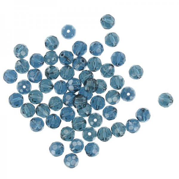 Crystal faceted round beads blue smoke