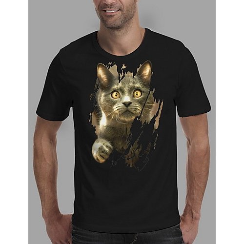 Men daily wear T-shirt, animal print round neck, short sleeves