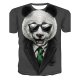 Men casual everyday fashion, punk gothic T-shirt, color matching, 3D, animal print round neck, short sleeves