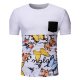 Men daily casual basic T-shirt, animal patchwork, print round neck, short sleeves