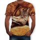 Men Basic T-Shirt, 3D, Animal Print Round Collar Camel