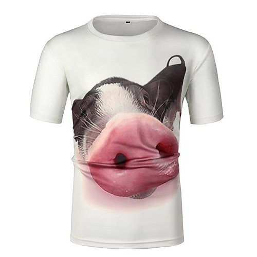 Men daily wear T-shirt, animal round neck, short sleeves