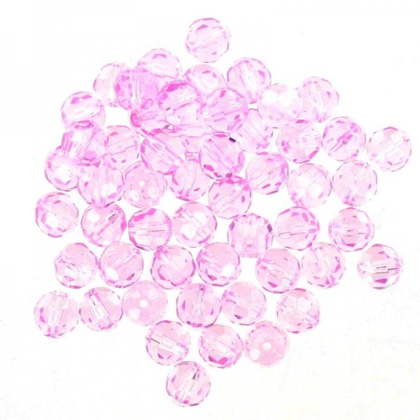 Crystal faceted round beads light pink