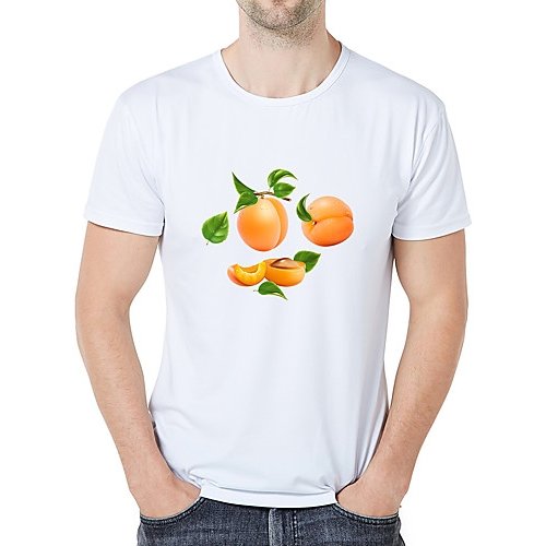 Men casual, everyday sports and leisure business, retro large size slim t-shirt, graphics, fruit print round neck, short sleeves