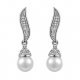 Women crystal earrings, imitation pearls, cubic zirconia silver, steel for the Roses