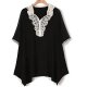 Women Plus Size Slim shirt, solid color lace