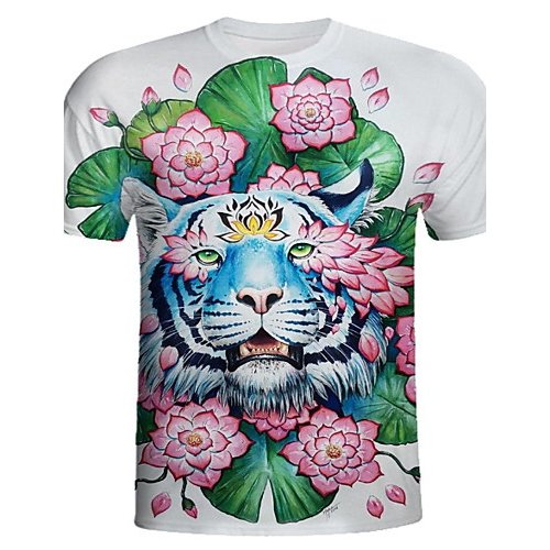 Men slim t-shirt, animal round neck