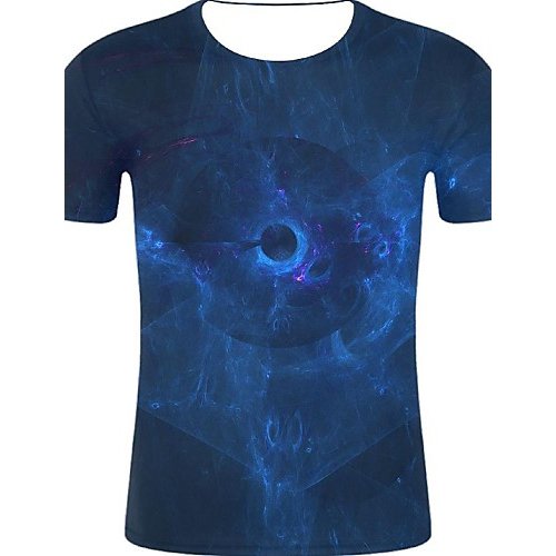 Men sports and casual chic, cotton T-shirt, geometry, 3D, graphic print round neck