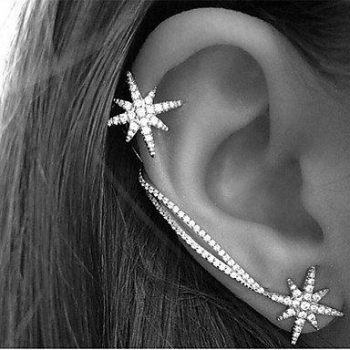 Women crystal ear hoop earrings ear mountaineering, drilling star retro, party, Screen Color